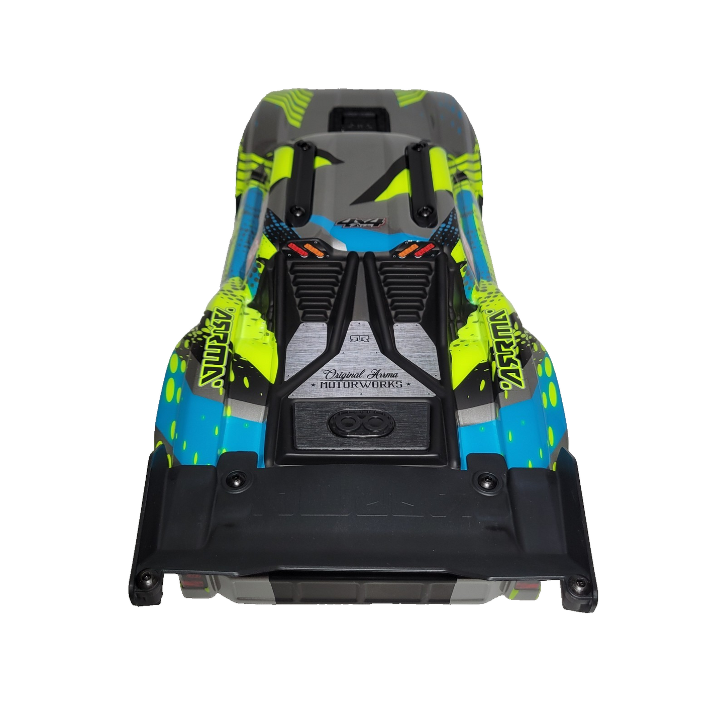 Arrma Vorteks 223S 4x4 v4 BLX Clipless Body Shell Yellow Silver Painted Spoiler