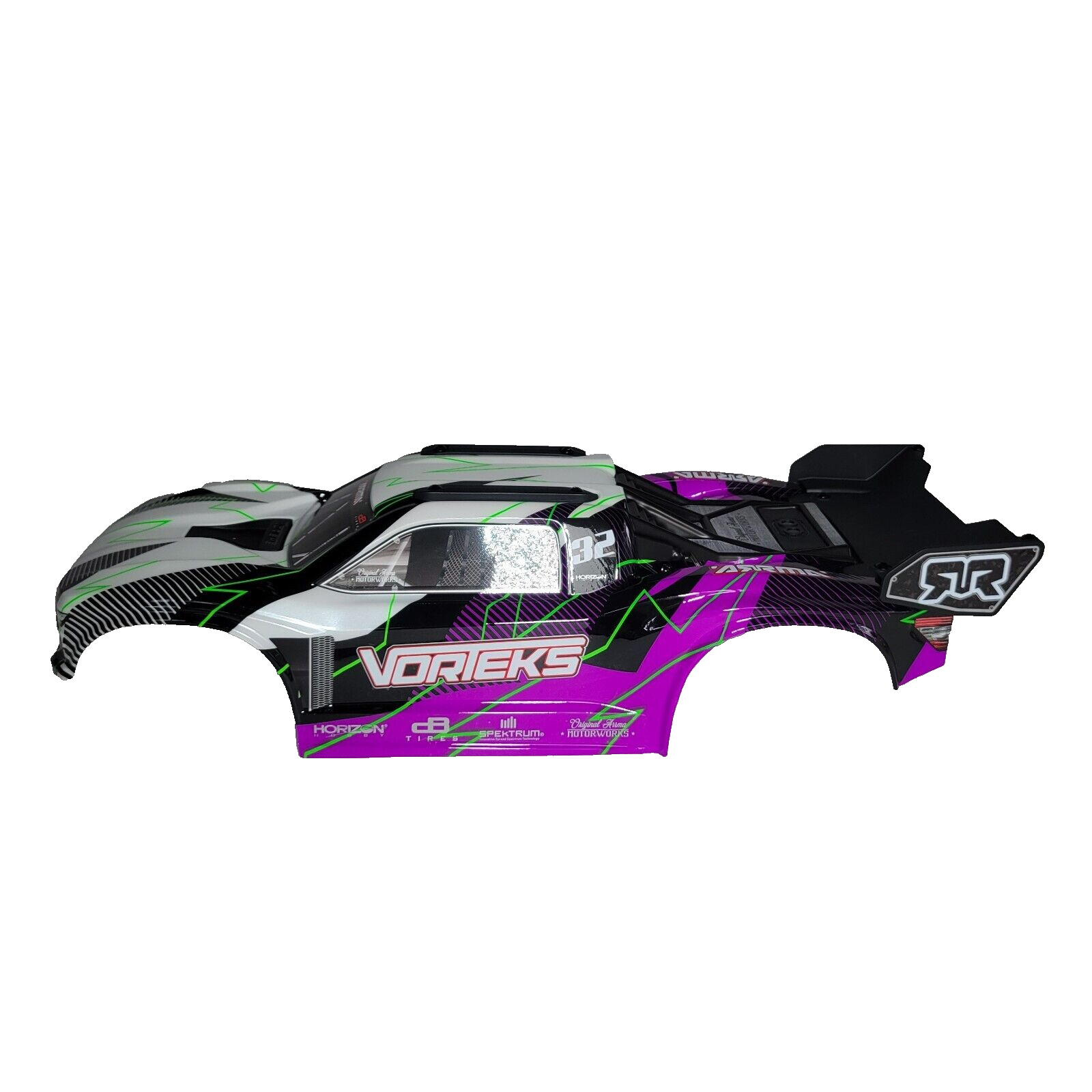 Arrma Vorteks 2wd Mega Body Factory Painted Purple Clipless & Spoiler Wing Tray