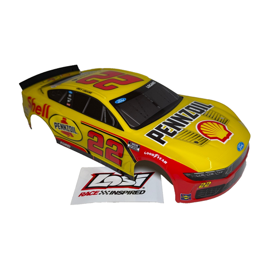 Losi Nascar Grom Body Factory Painted Yellow Red Joey Logano #22 Penzoil Decals