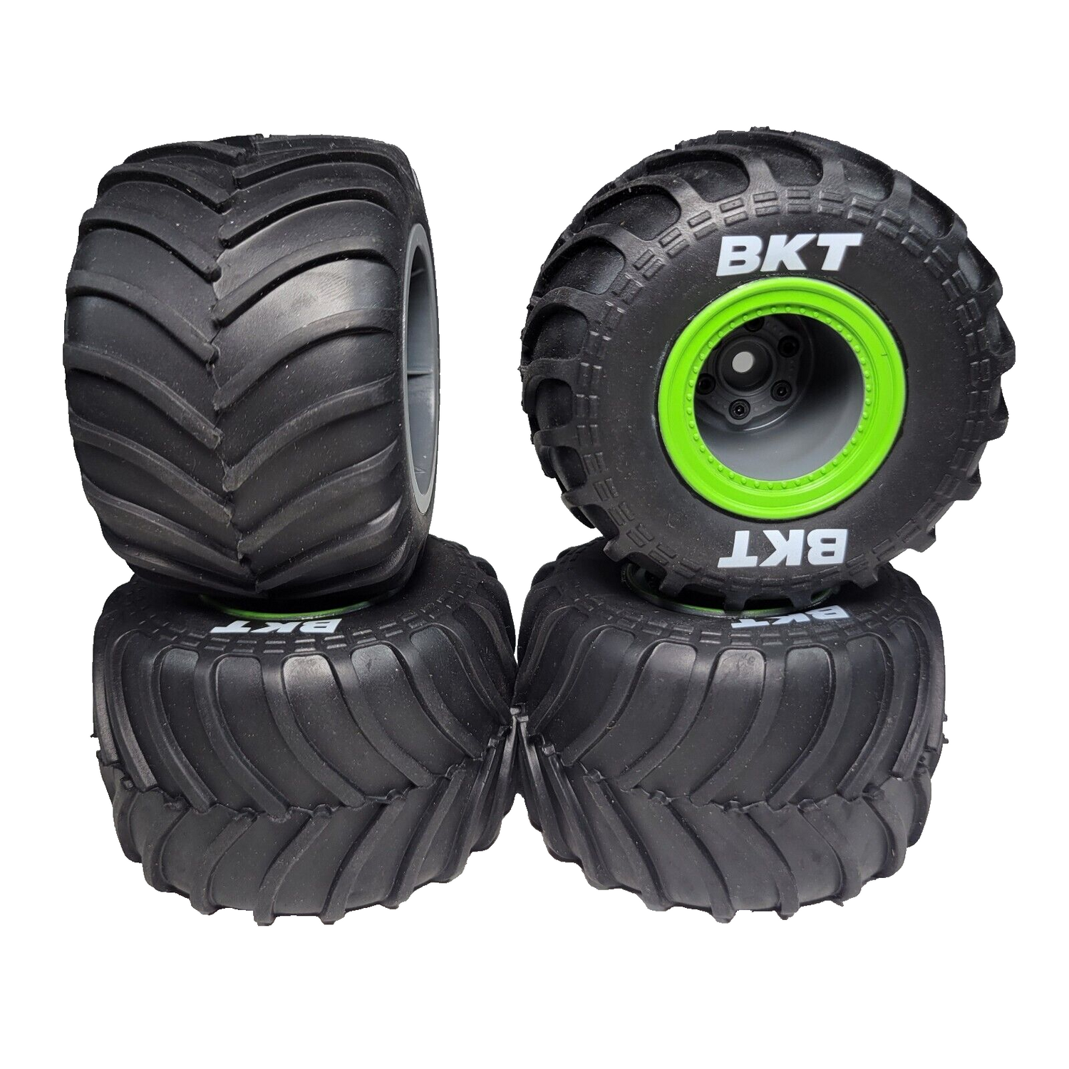 Losi Mini LMT 1/18 BKT Tires & 12mm Wheels Green Pre-Mounted / Glued LOS41045