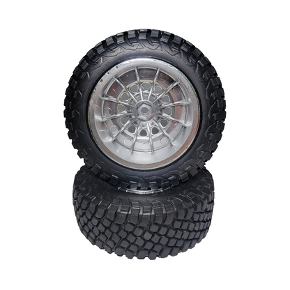 Losi Baja Rey 2.0 Tires (4) BFG KR3 & 12mm Hex Silver Wheels Mounted LOS43056