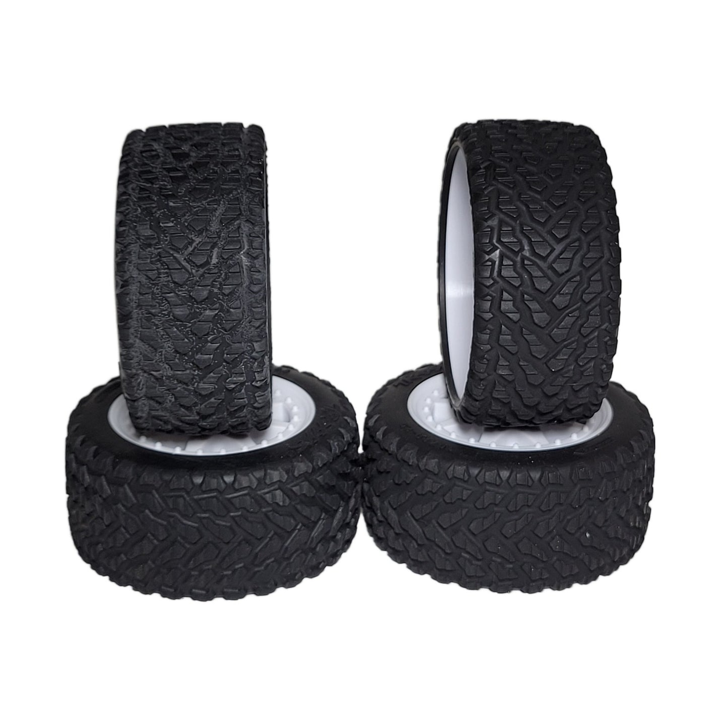 Fits Traxxas Mini Rally Tires & 12mm White 8 Spoke Wheels Hard Front & Soft Rear