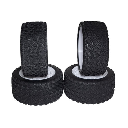 Fits Traxxas Mini Rally Tires & 12mm White 8 Spoke Wheels Hard Front & Soft Rear