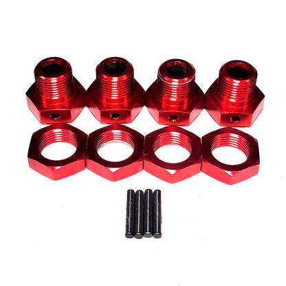 Arrma Mojave 4S BLX 17mm Red Aluminum Wheel Hexes & Nuts Front Rear Hex Kraton