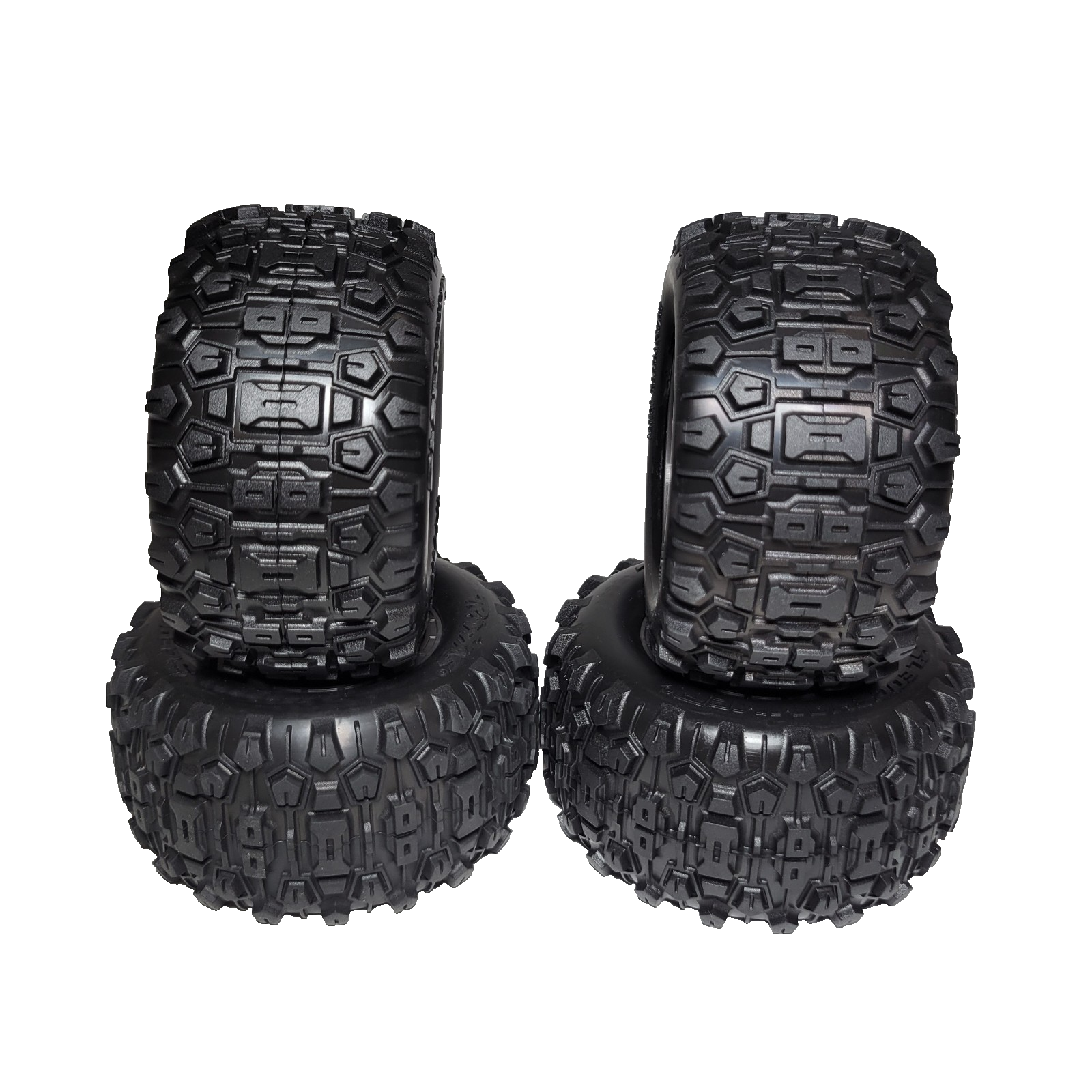 Fits Traxxas Mini Maxx SledgeHammer Tires & 12mm Grey Wheels Front & Rear 1/16th