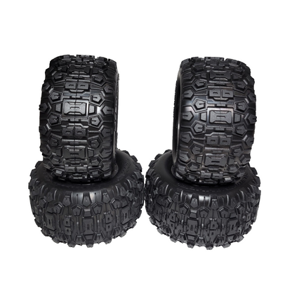 Fits Traxxas Mini Maxx SledgeHammer Tires & 12mm Grey Wheels Front & Rear 1/16th