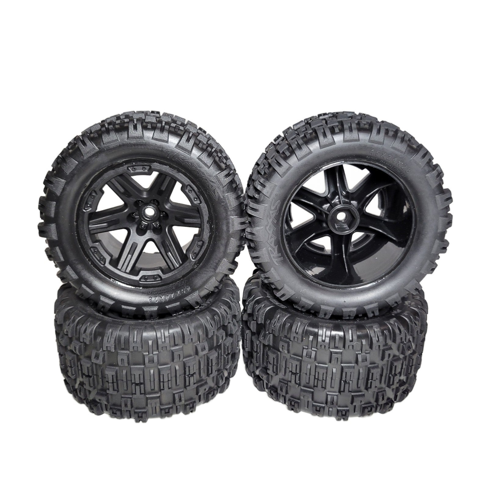Fits Traxxas Rustler 4x4 VX3 Tires Sledgehammer ST & Wheels Black 12mm 2.8"