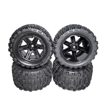 Fits Traxxas Rustler 4x4 VX3 Tires Sledgehammer ST & Wheels Black 12mm 2.8"