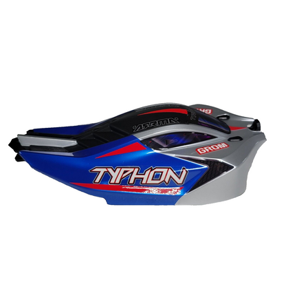 Arrma Typhon Grom 1/18th Body Factory Painted Blue Clipless & Wing / Spoiler