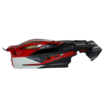 Arrma Limitless 8s Body Shell Painted Red Black Wing Set Mount Spoiler Decals