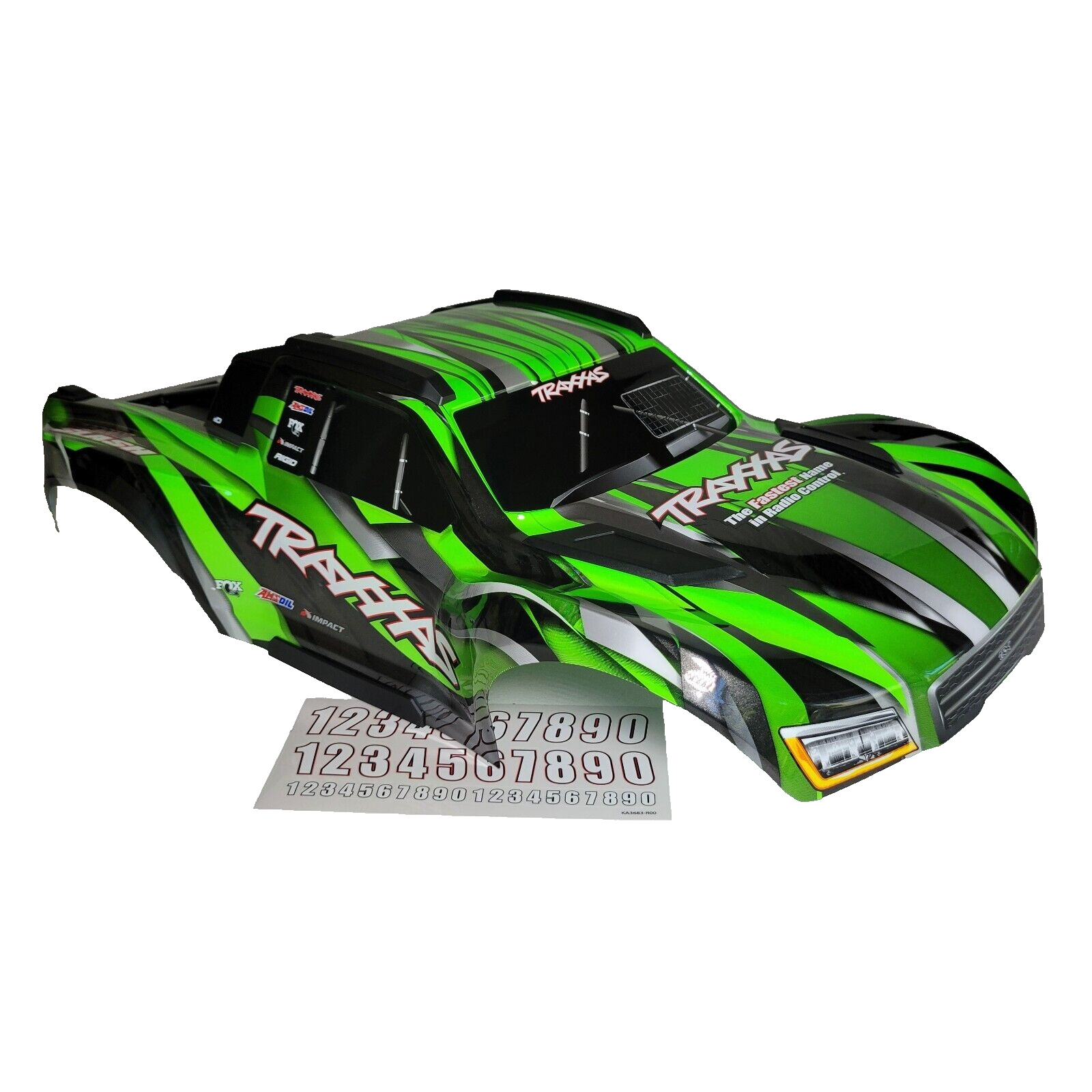 Fits Traxxas Maxx Slash Body Green Black Clipless Factory Painted Decals 10211