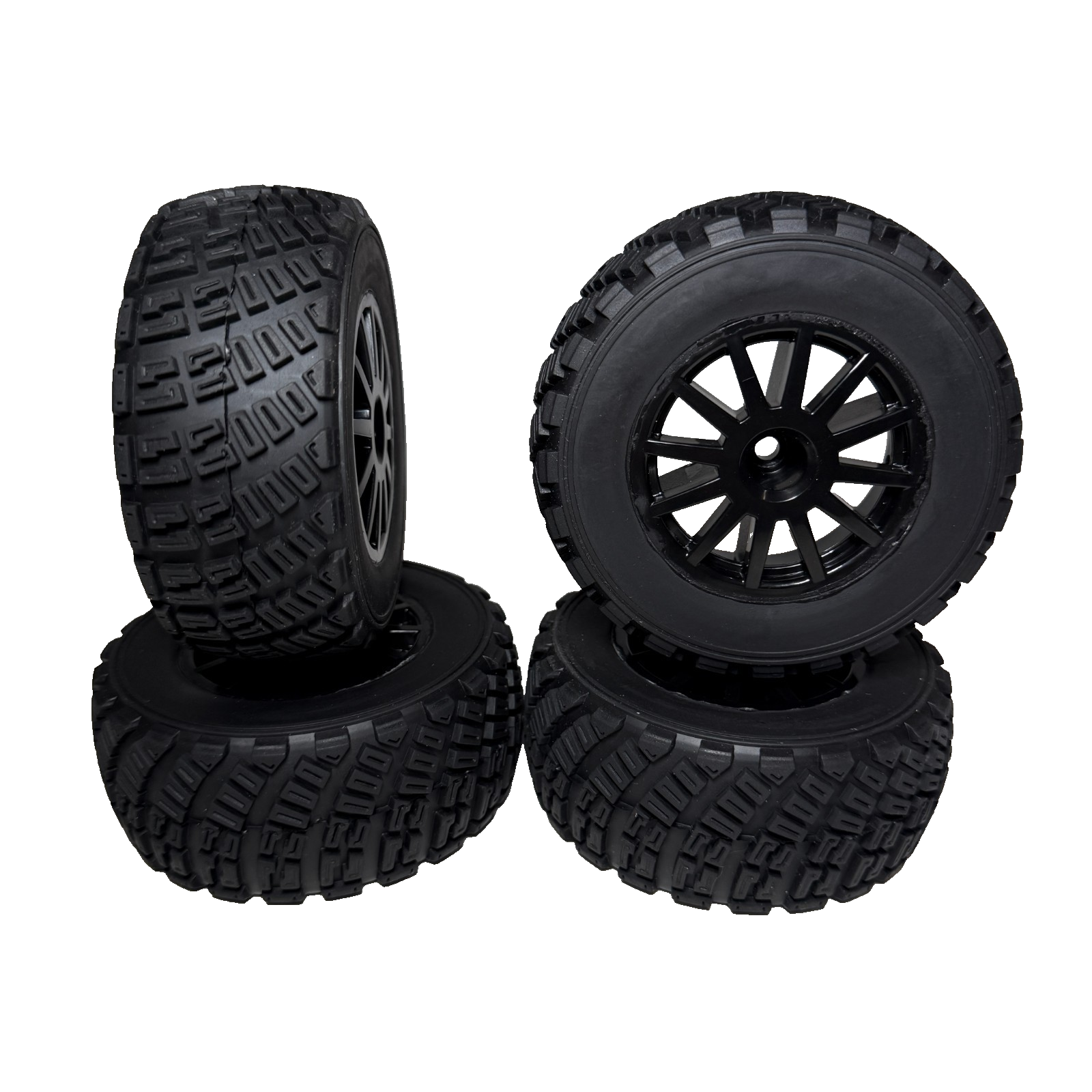 Fits Traxxas Rally 4x4 VXL Tires & 12mm Black Wheels / BL-2s 7473T