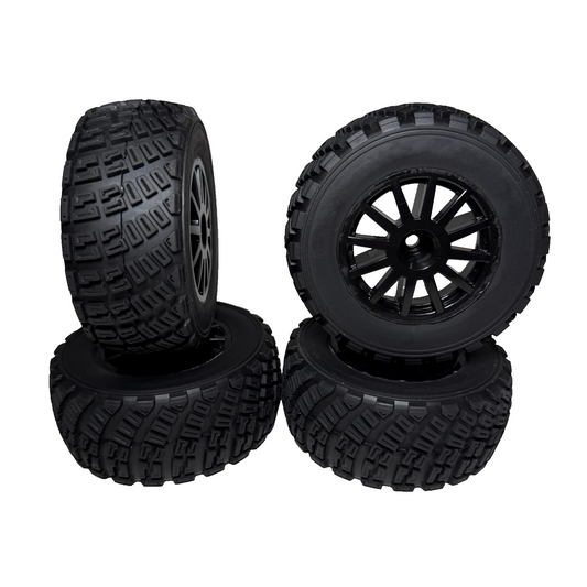 Fits Traxxas Rally 4x4 VXL Tires & 12mm Black Wheels / BL-2s 7473T