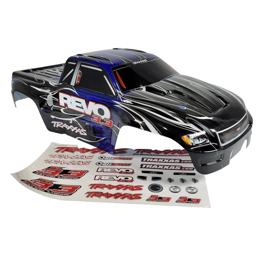 Fits Traxxas Revo 3.3 Body Blue & Black Factory Painted & Decals Nitro