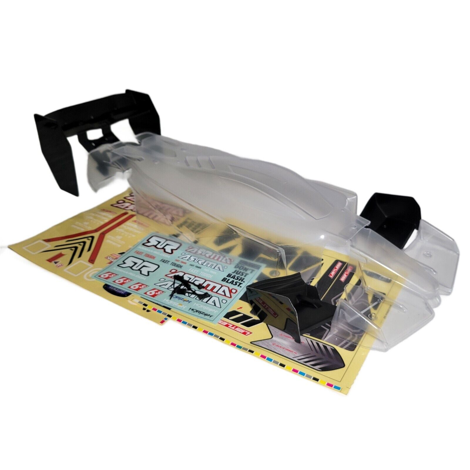 Arrma Limitless V2 Body Shell Clear With Wing Set Mount Spoiler Decals ARA410003