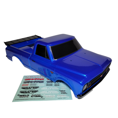 Fits Traxxas Drag Slash Blue C10 Chevrolet Painted Body w/ Wing Grill Bumpers