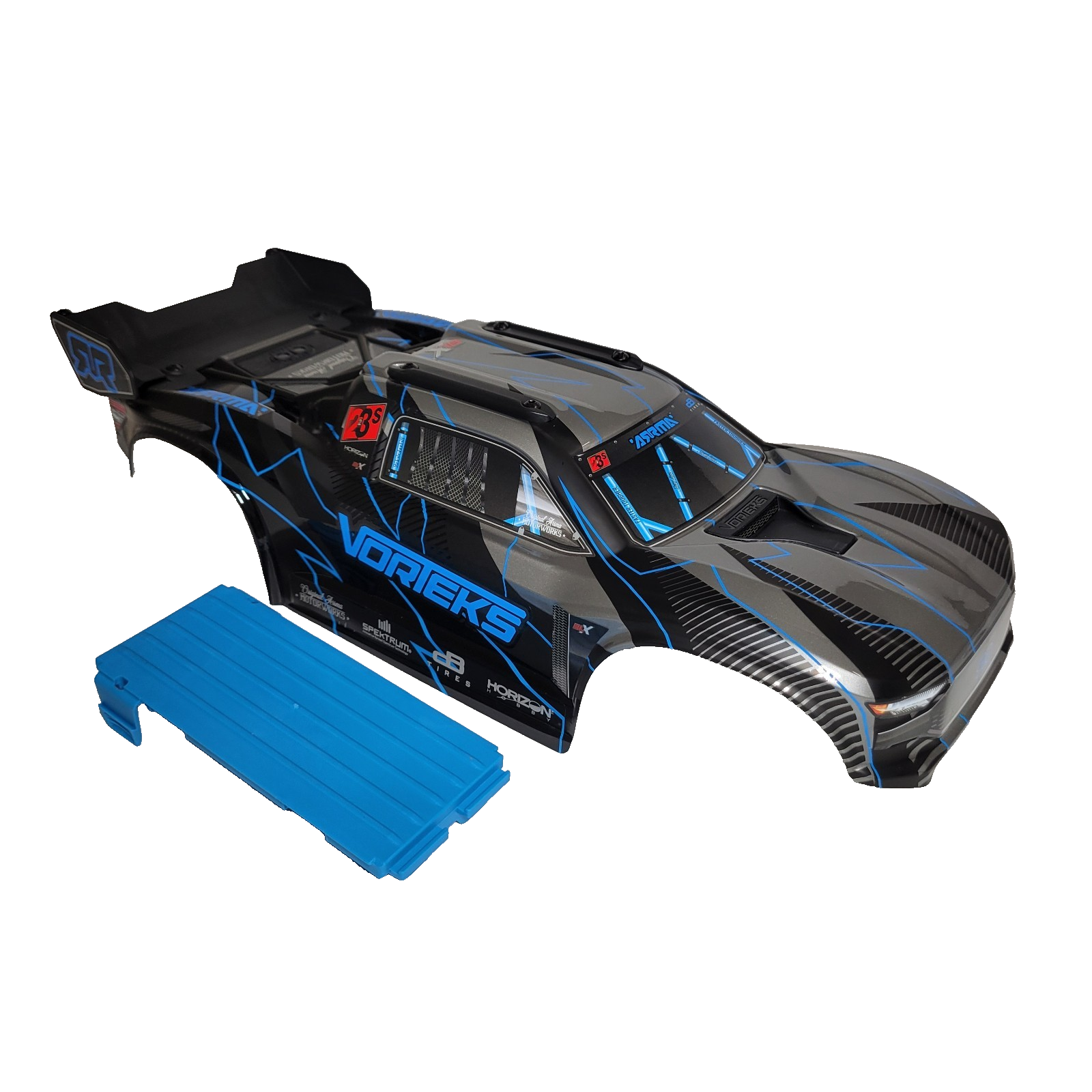 Arrma Vorteks 223s 2wd Body Factory Painted Blue Clipless & Spoiler Wing Tray