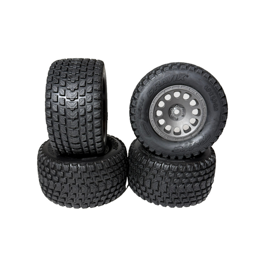 Fits Traxxas Mini XRT Gravix Tires & 12mm Grey Wheels Front & Rear 1/16th