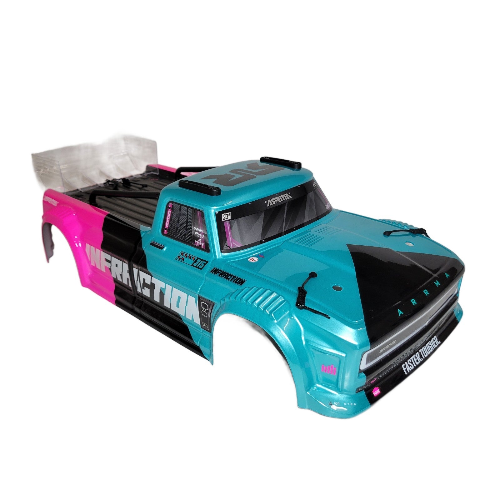 Arrma Infraction 223S BLX Body Black Pink Teal Factory Painted Spoiler Wing 2645