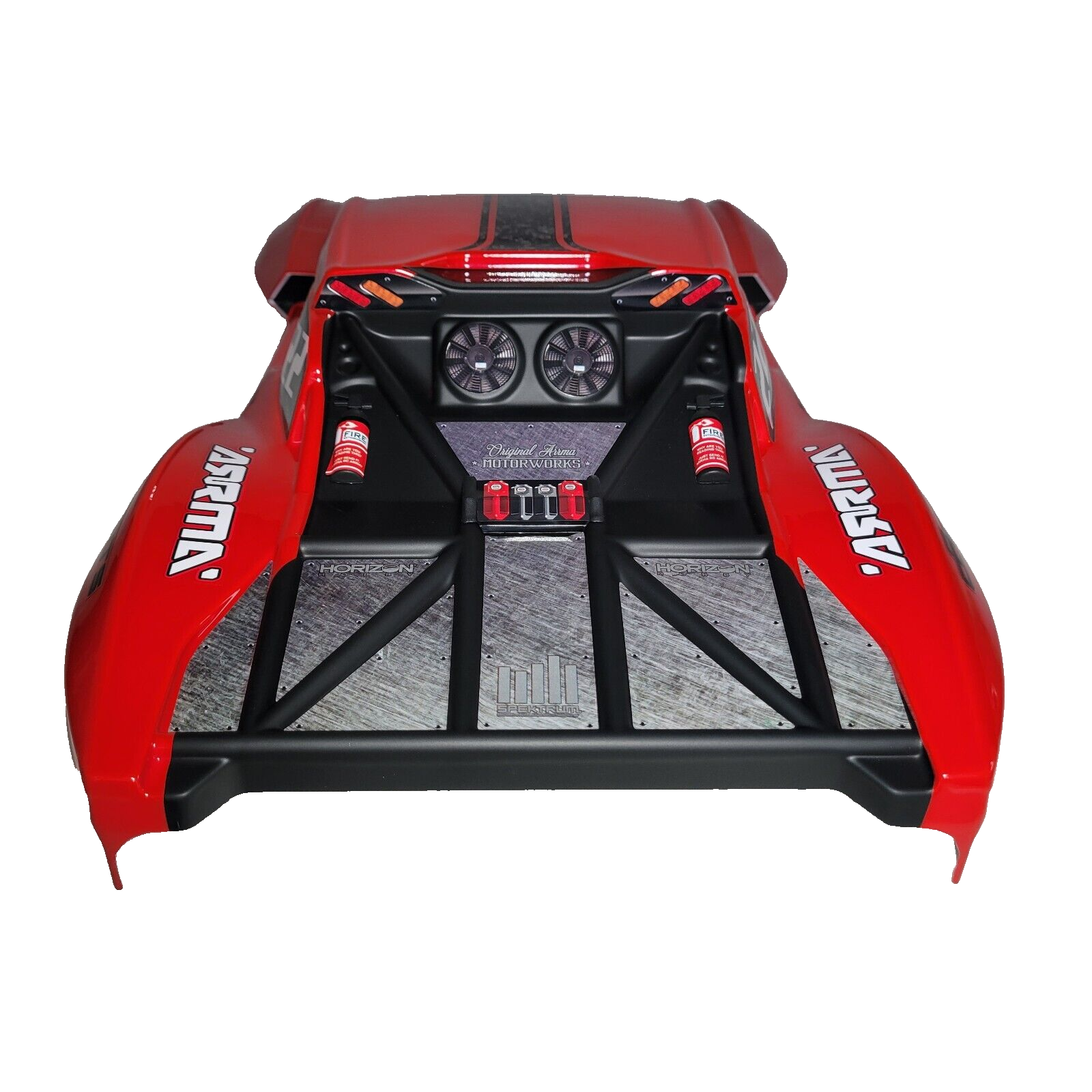 Arrma Fury Body Factory Paited Red Clipless & Skid Plate / Battery Door Tray