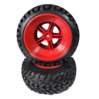 Fits Traxxas Nitro Slash Tires & 12mm Red Wheels Factory Glued Front / Rear