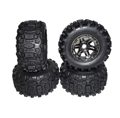 Fits Traxxas 1/10 Wide Maxx Ultimate Sledgehammer Tires (4) & Wheel 17mm Splined