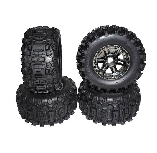 Fits Traxxas 1/10 Wide Maxx Ultimate Sledgehammer Tires (4) & Wheel 17mm Splined