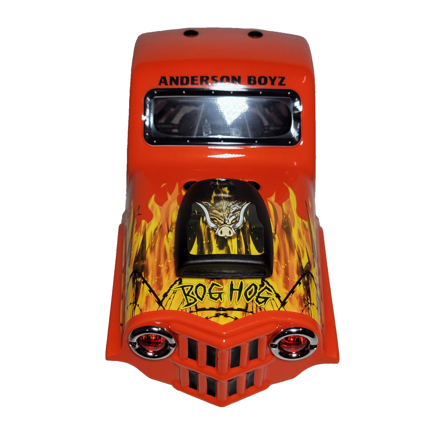 Losi LMT Bog Hog Body Factory Painted Orange Full Roll Cage, Driver & LED Lights