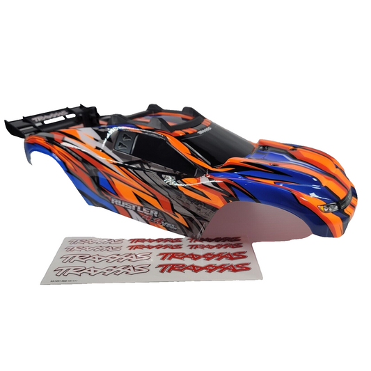 Fits Traxxas Rustler 4X4 VXL Orange Blue Body Factory Clip-Less Mount Decals