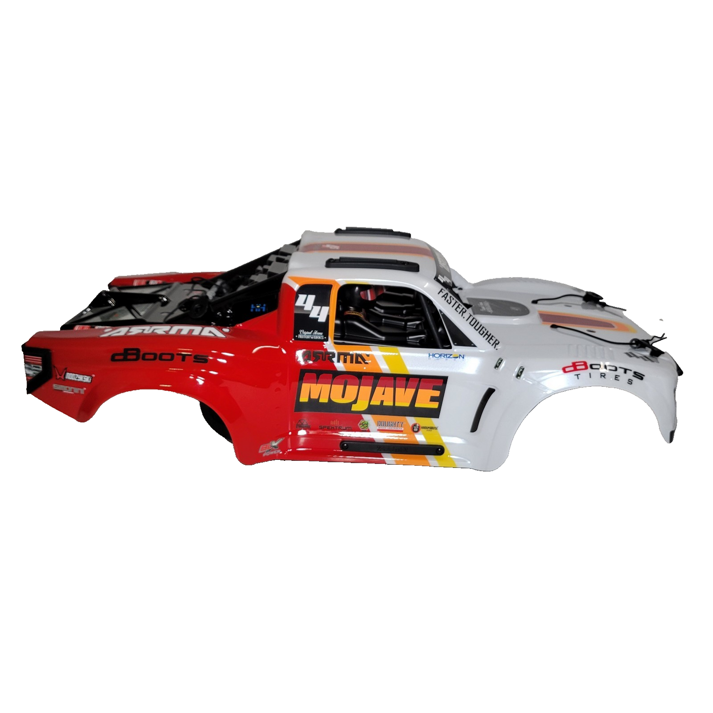 Arrma Mojave 4S Body Factory Painted Decaled White & Red W/ Rollcage & Driver