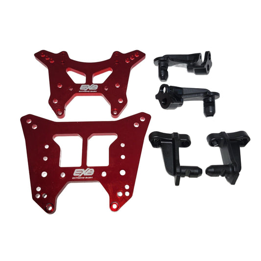 Arrma Kraton 6s EXB V6 Shock Towers Red CNC T-6 Aluminum & CLIPLESS Body Mounts